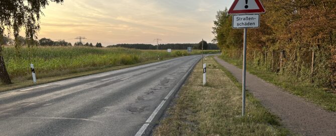 Das Foto zeigt eine Landstraße nahe Lübbenau.